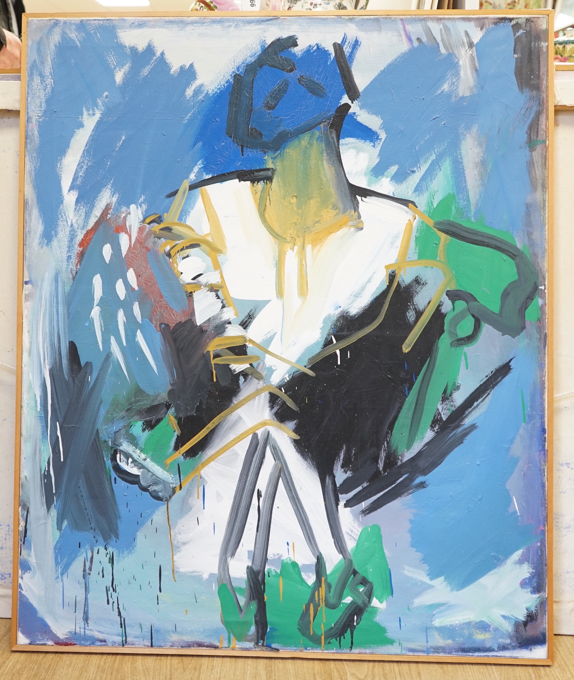 Kay Tarry, oil on canvas, abstract composition, study of a figure, 102cm x 84cm